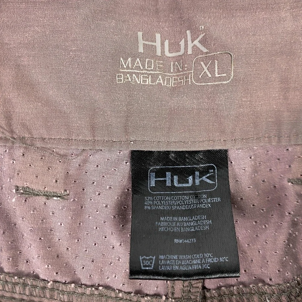 Huk Shorts Mens XL‎ Purple Brown Fishing Swim Trunks Lined Zip Pocket Stretch